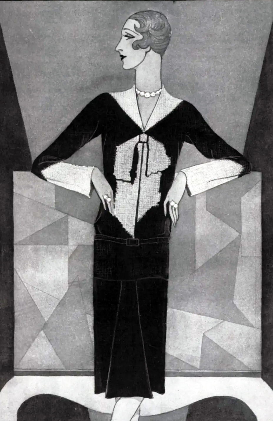 Vogue artwork of Schiaparelli's bow sweater